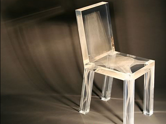 Acrylic design chair with laser engraving inside 